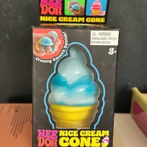 Blue & White Ice Cream Cone Squishy needoh Toy - Kids Toys